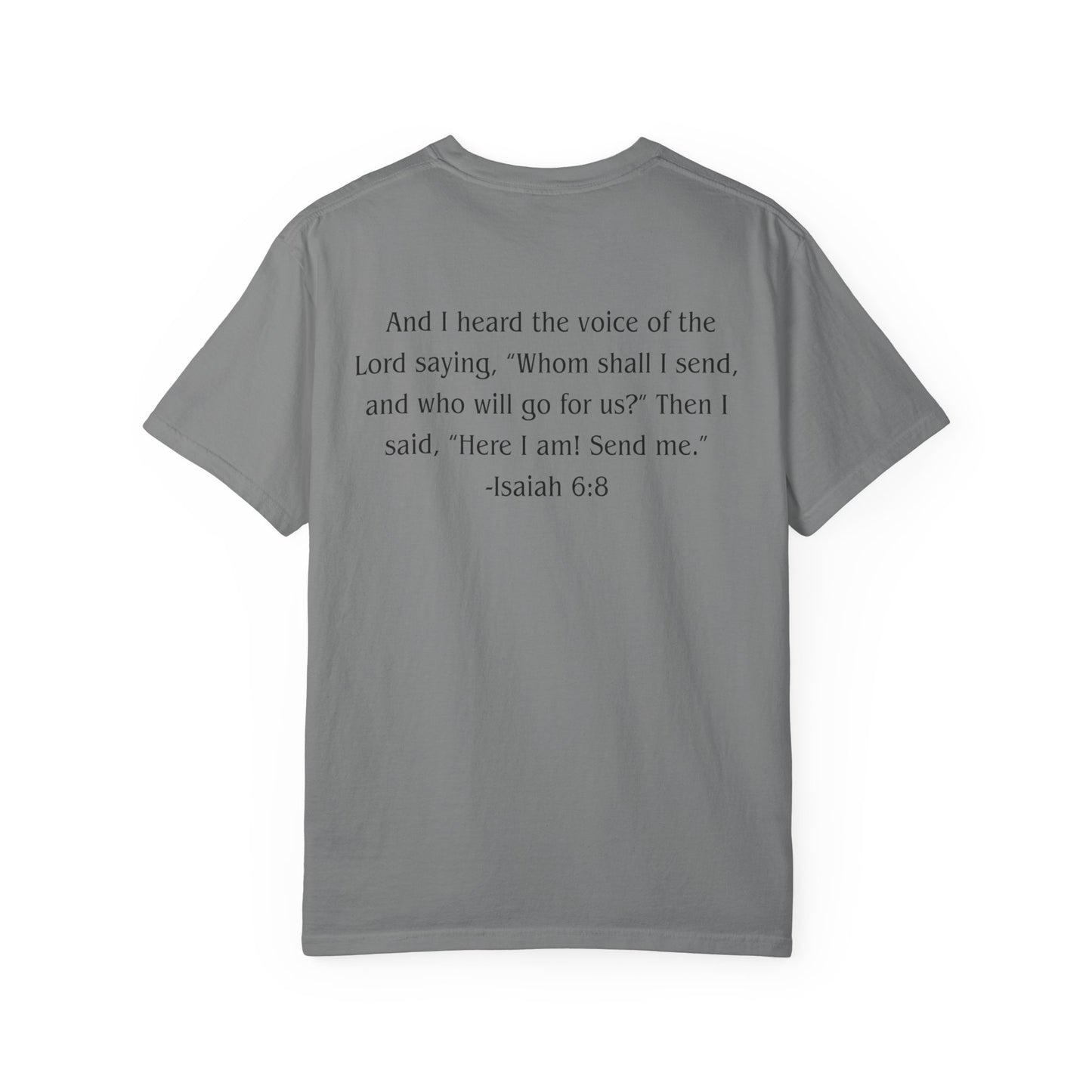 Isaiah 6:8 Black text T-shirt