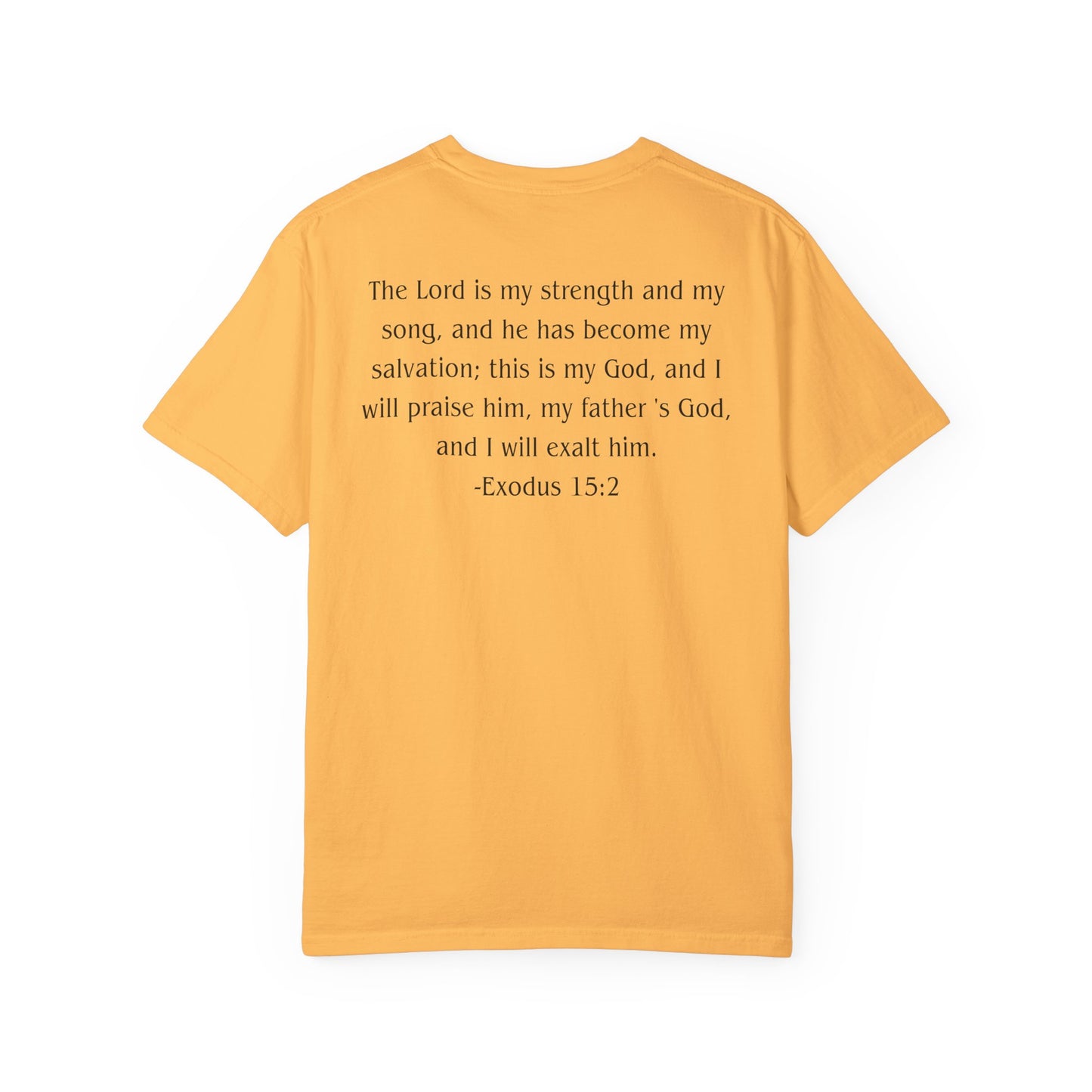 Exodus 15:2 Black text T-shirt
