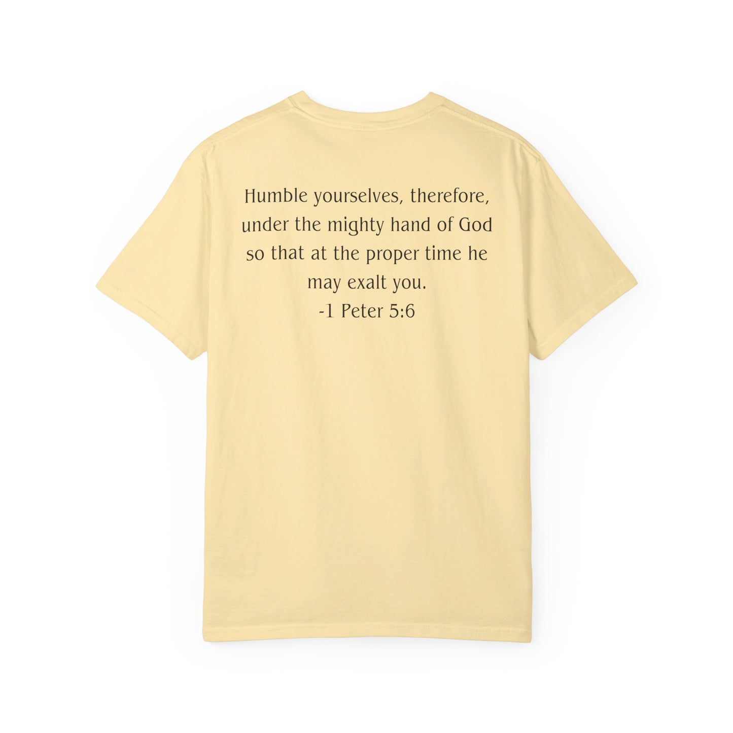1 Peter 5:6 Black text T-shirt