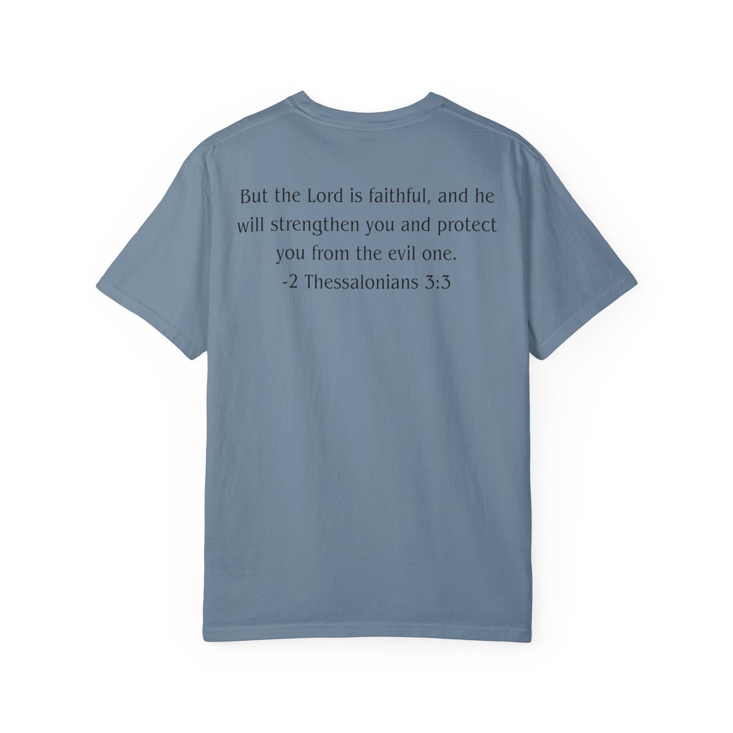 2 Thessalonians 3:3 Black text T-shirt