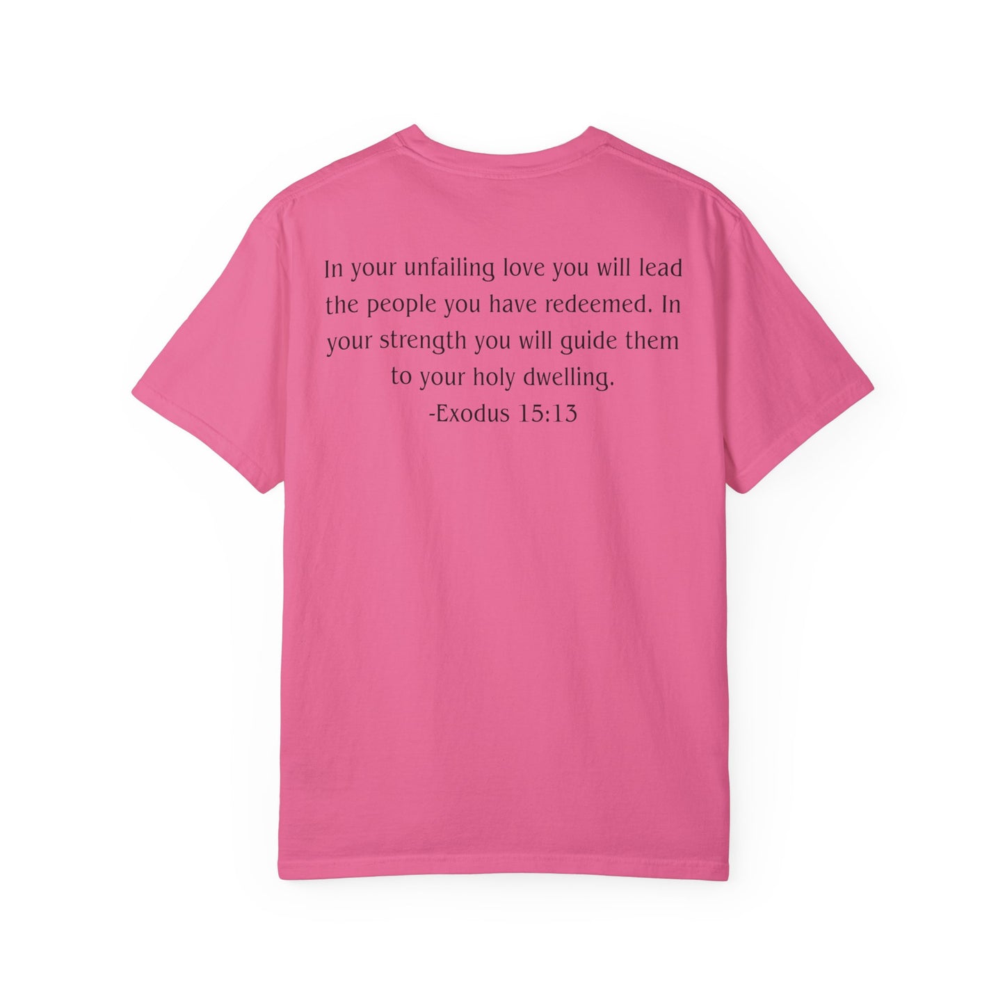 Exodus 15:13 Black text T-shirt