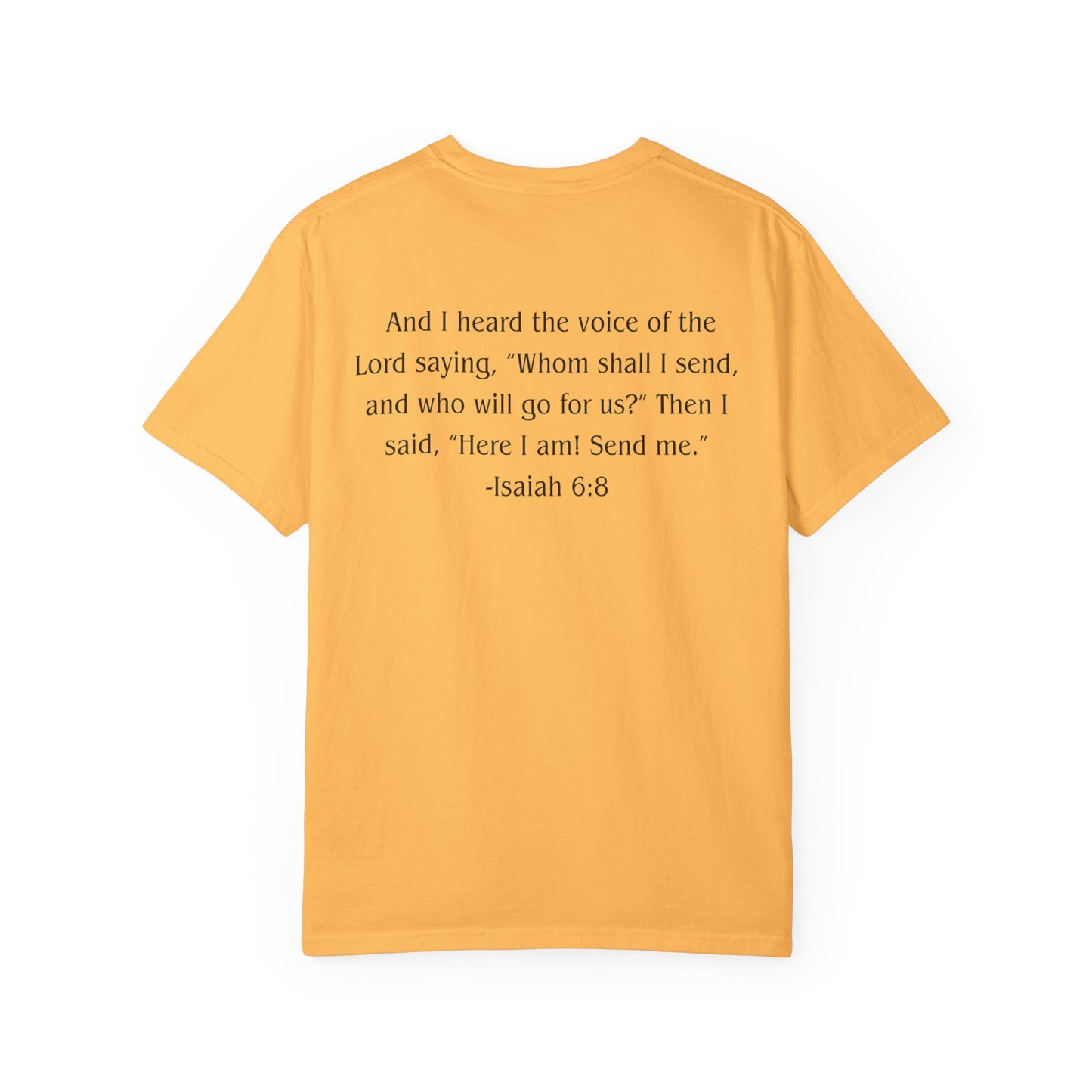 Isaiah 6:8 Black text T-shirt