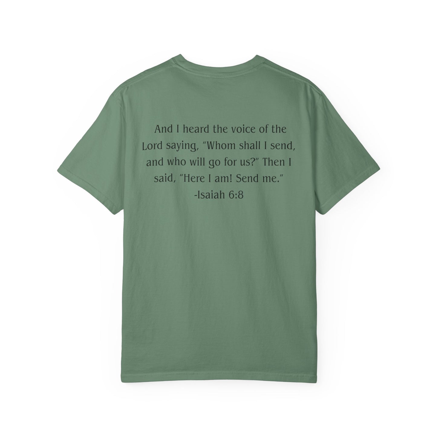 Isaiah 6:8 Black text T-shirt