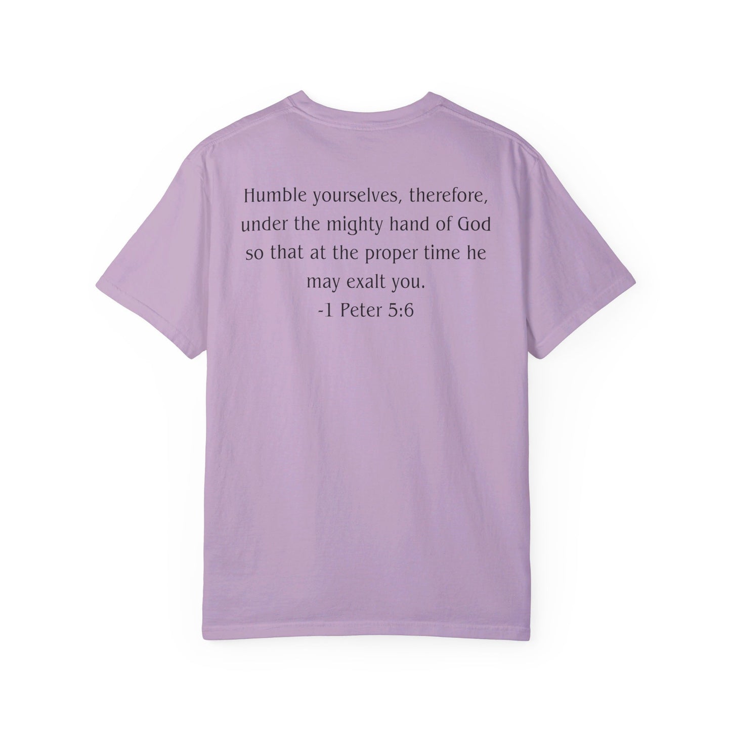 1 Peter 5:6 Black text T-shirt
