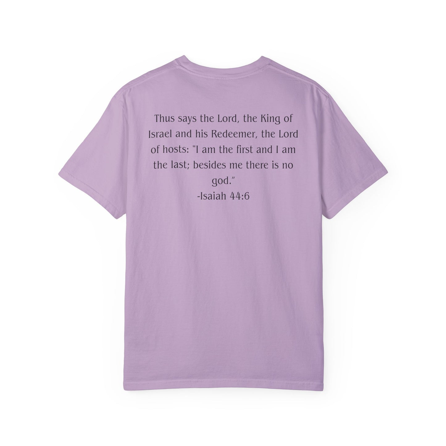 Isaiah 44:6 Black text T-shirt