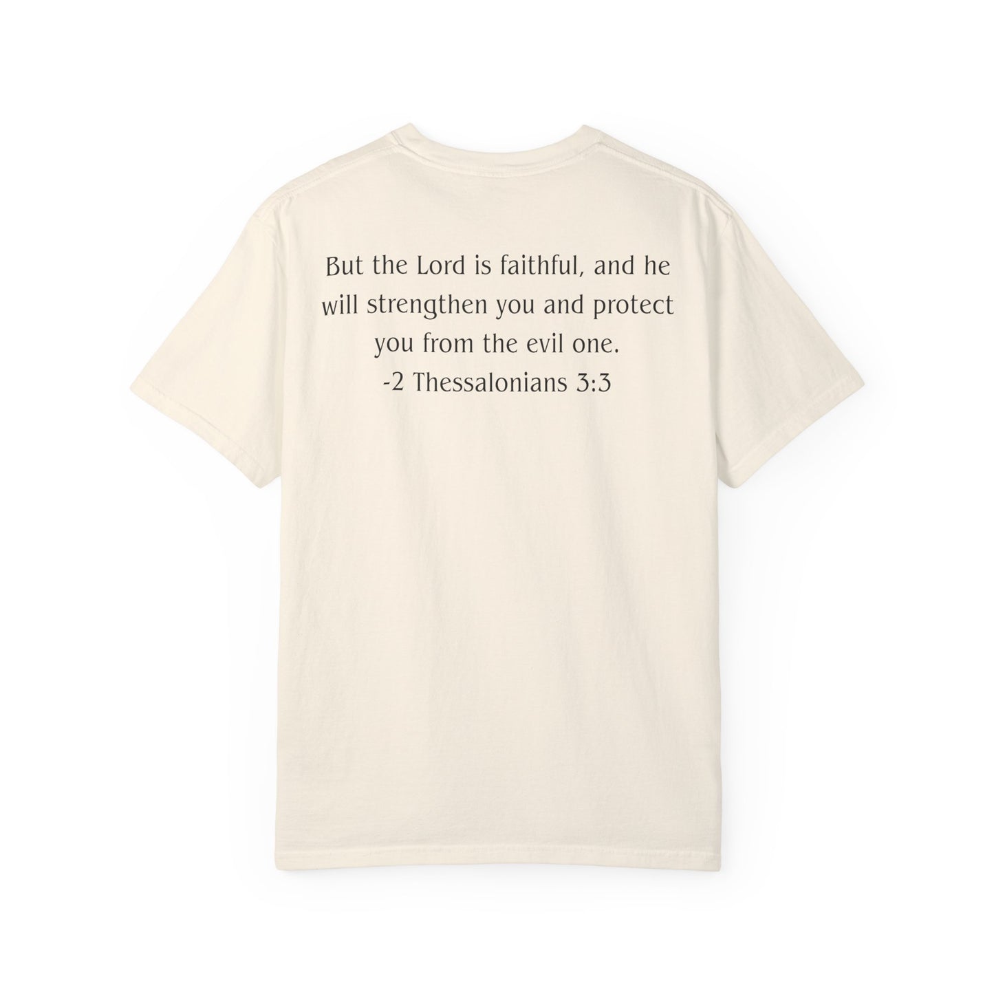 2 Thessalonians 3:3 Black text T-shirt