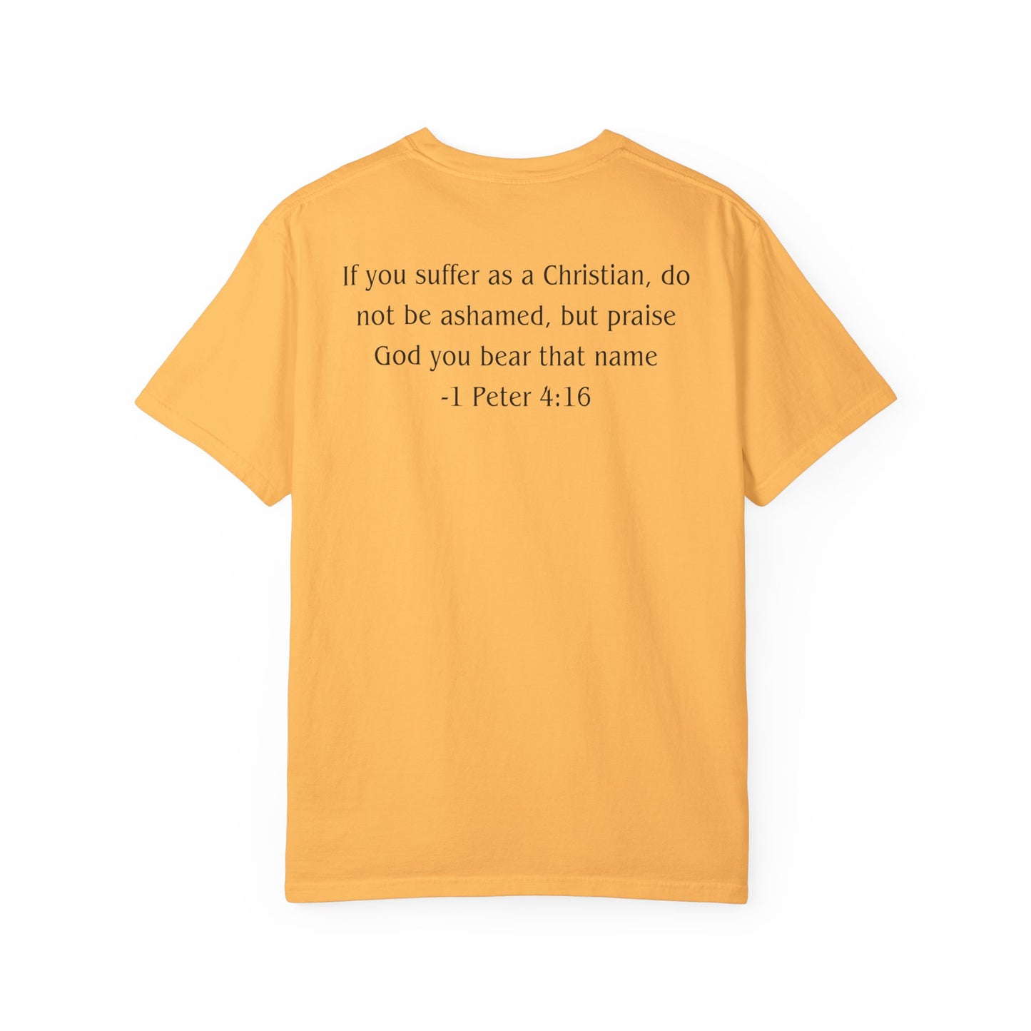 1 Peter 4:16 Black text T-shirt