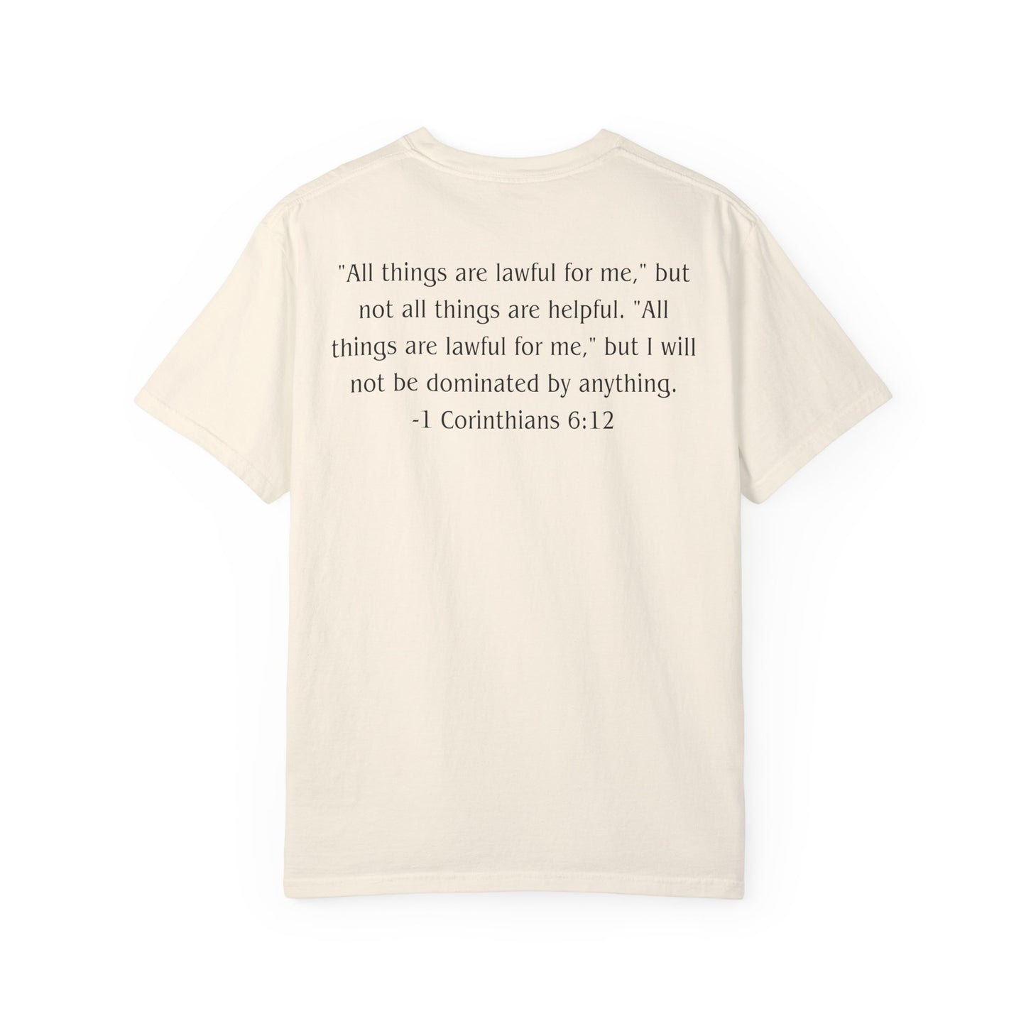 1 Corinthians 6:12 Black text T-shirt