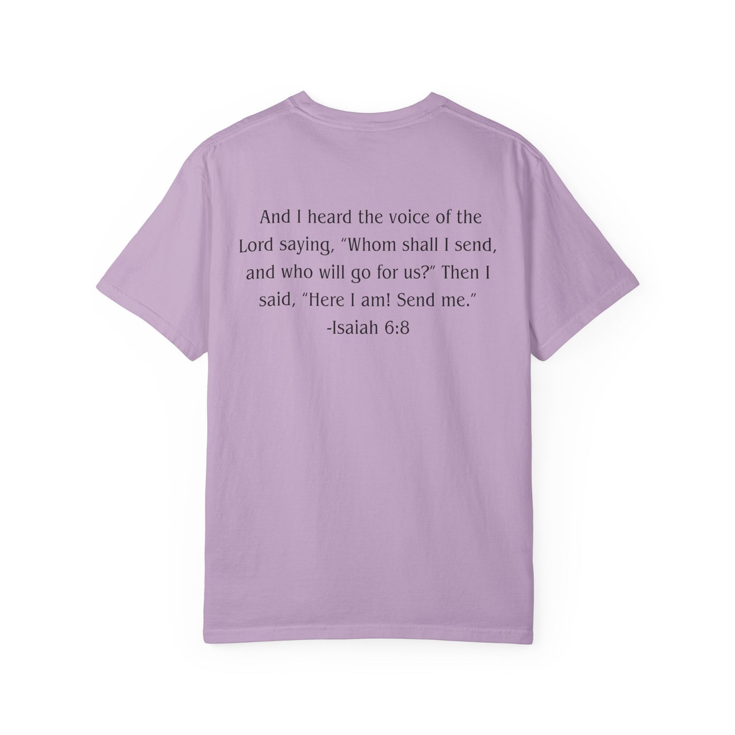 Isaiah 6:8 Black text T-shirt