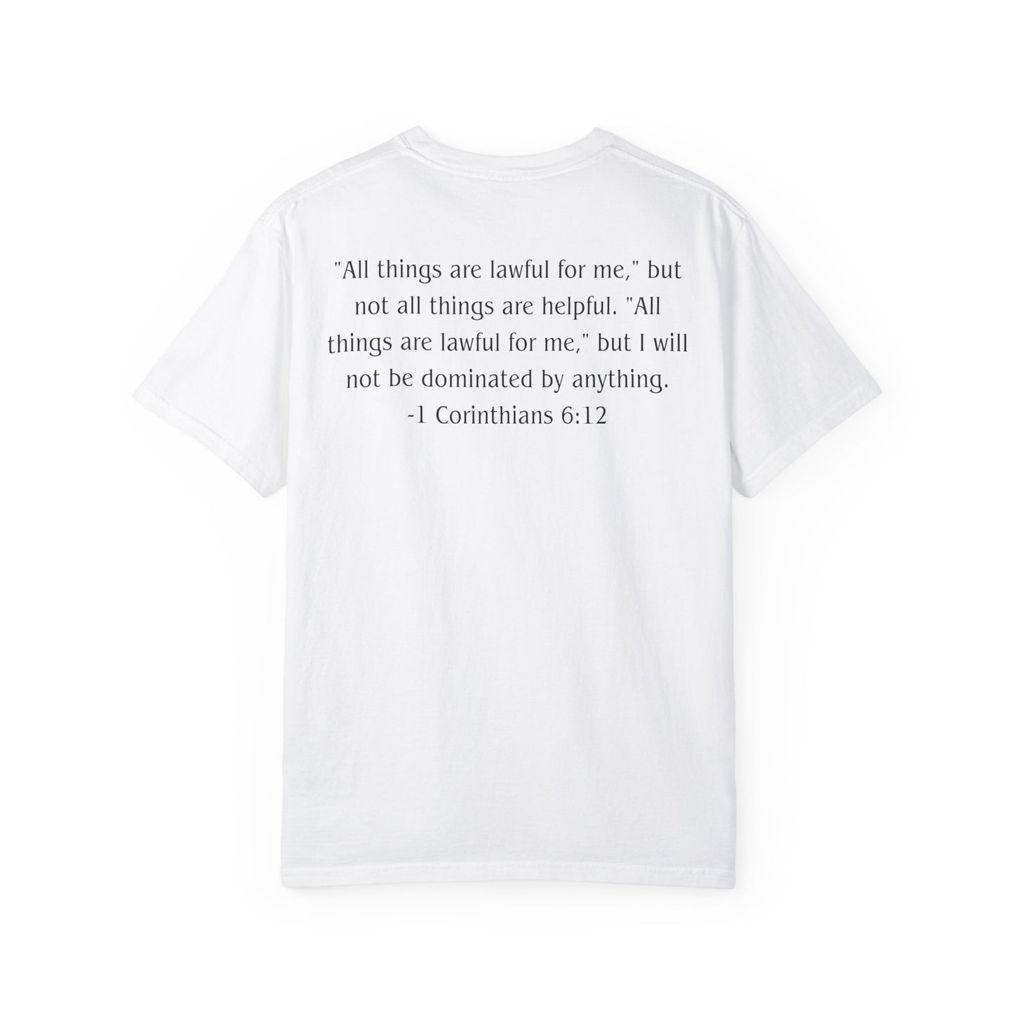 1 Corinthians 6:12 Black text T-shirt