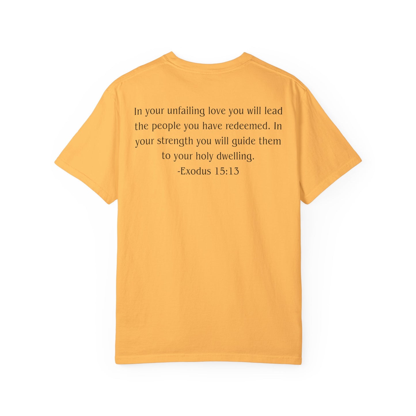 Exodus 15:13 Black text T-shirt