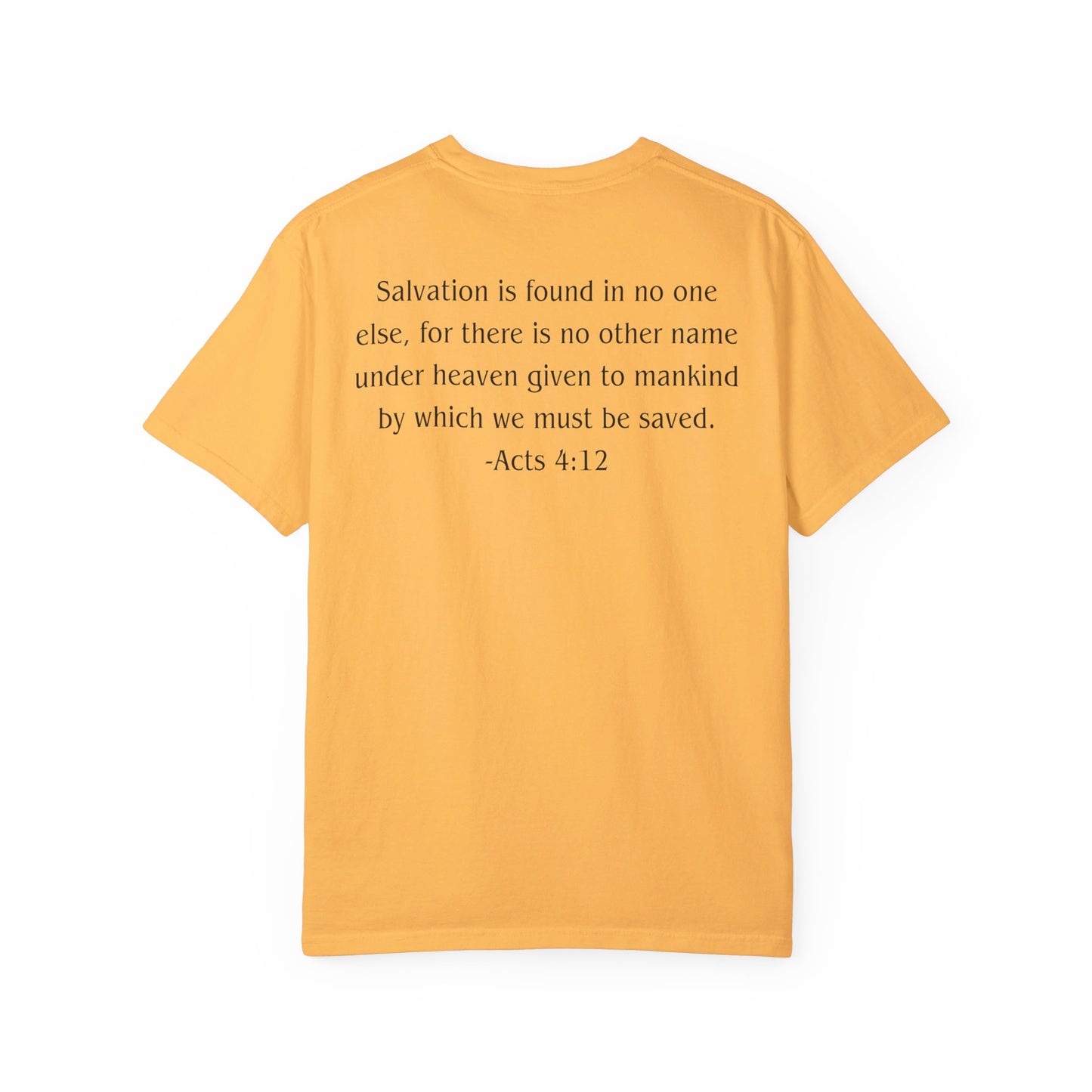 Acts 4:12 Black text T-shirt