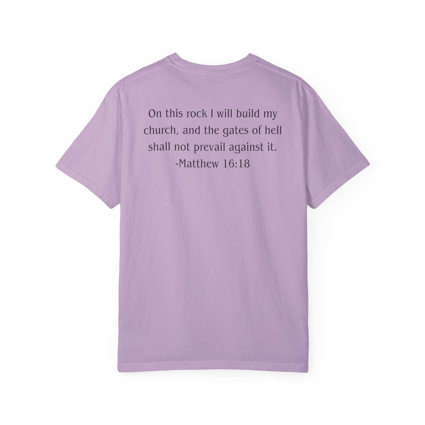 Matthew 16:18 Black text T-shirt