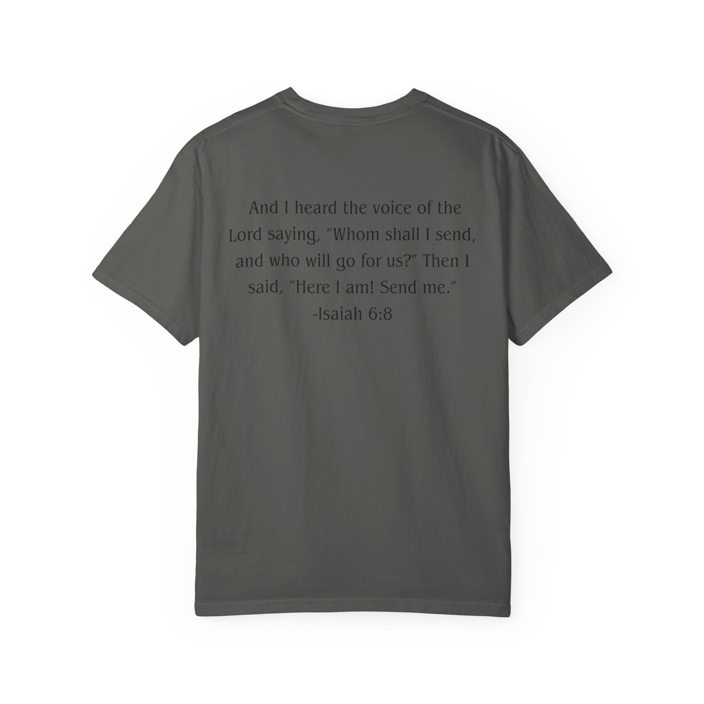 Isaiah 6:8 Black text T-shirt