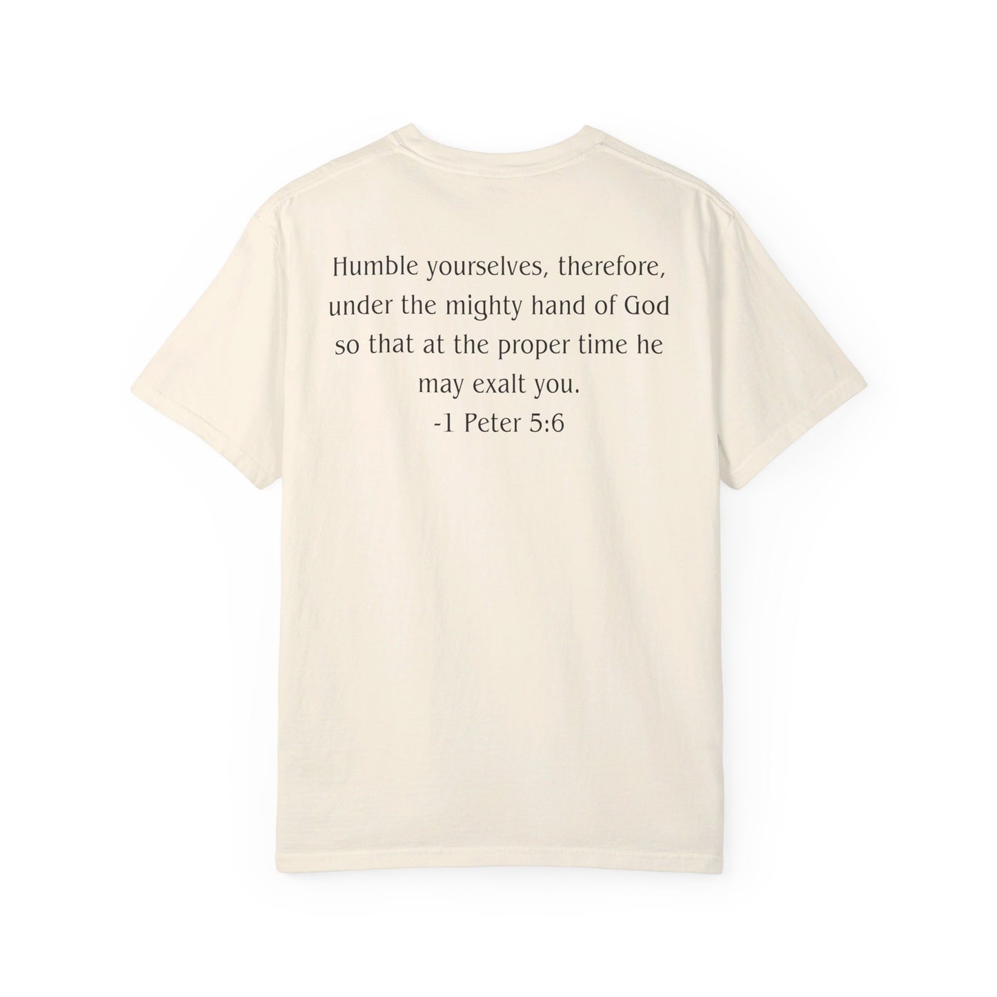 1 Peter 5:6 Black text T-shirt