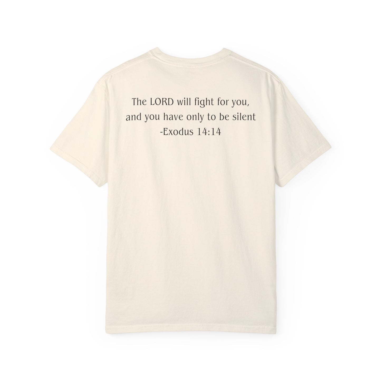 Exodus 14:14 Black text T-shirt