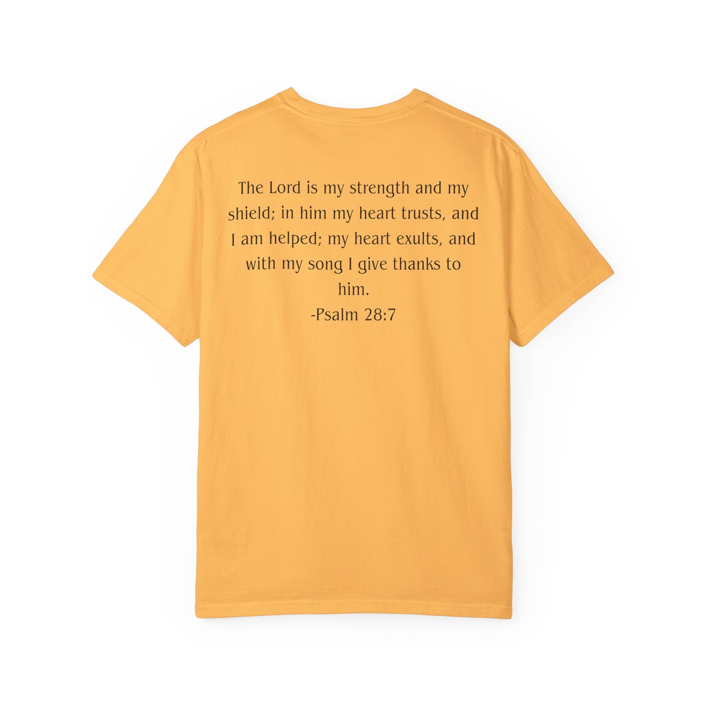 Psalm 28:7 Black text T-shirt