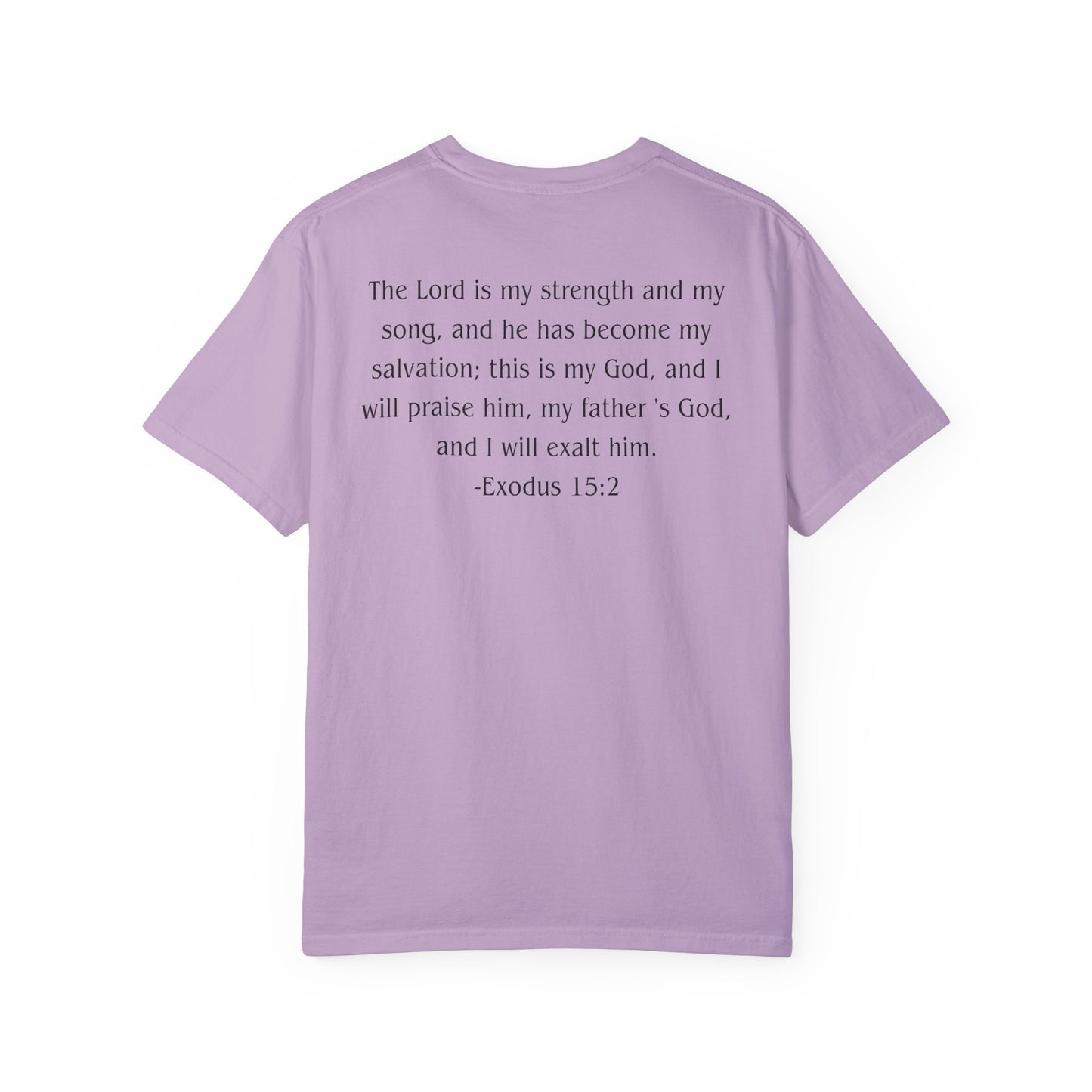Exodus 15:2 Black text T-shirt