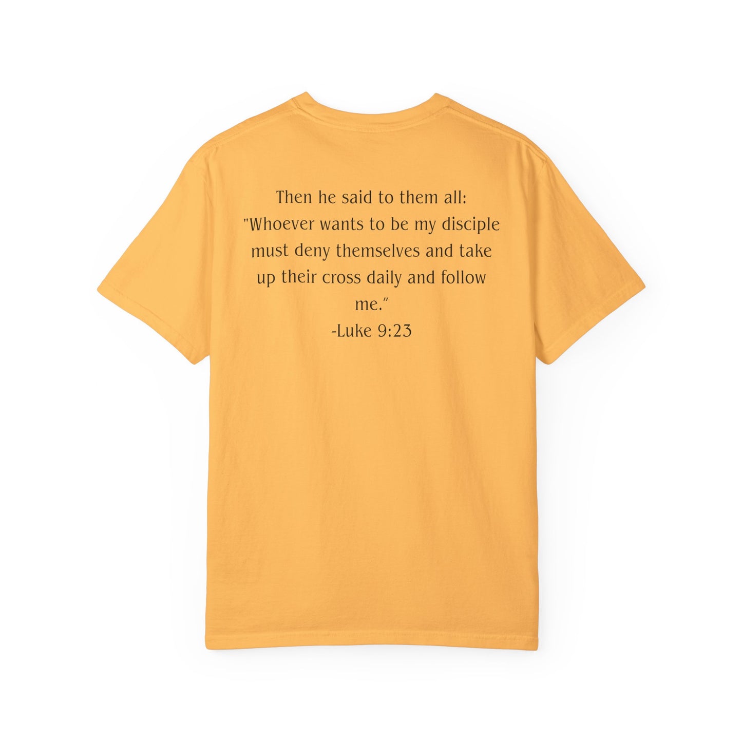 Luke 9:23 Black text T-shirt