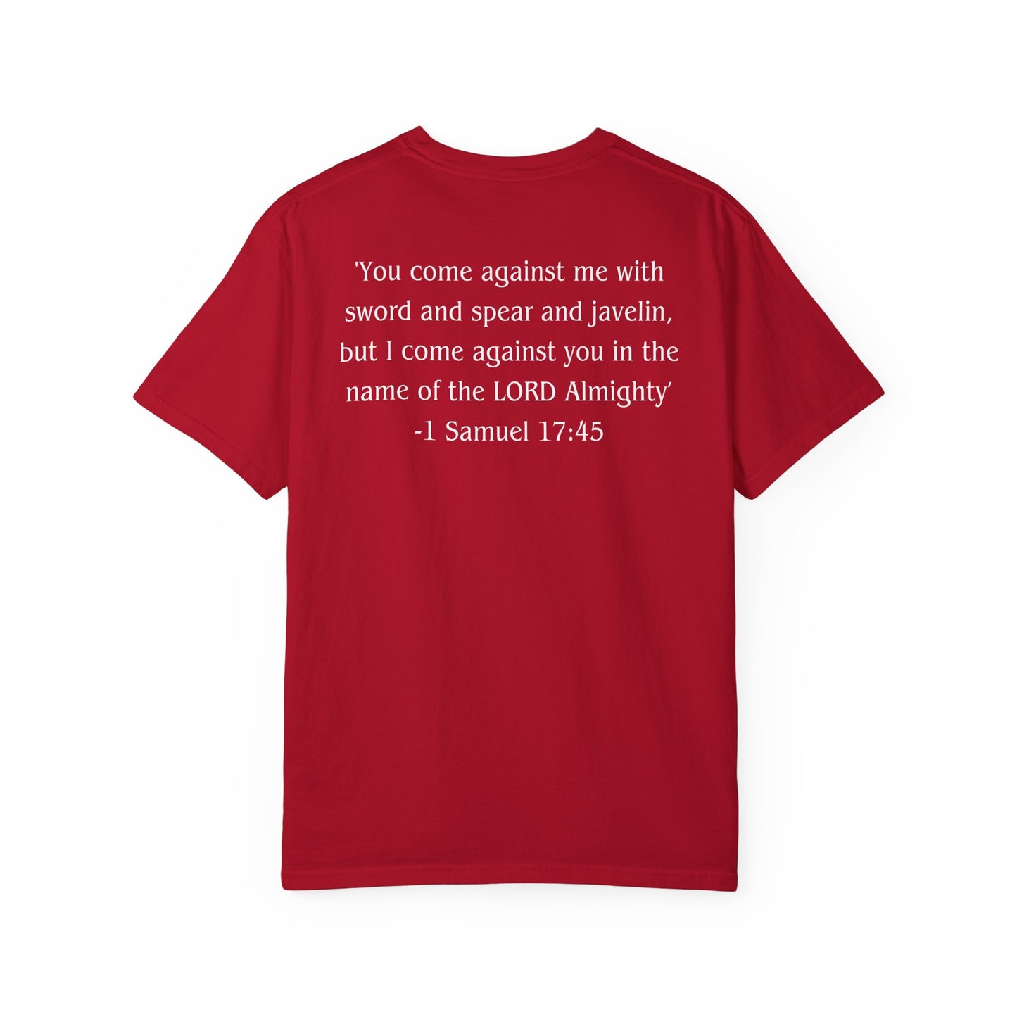 1 Samuel 17:45 White text T-shirt