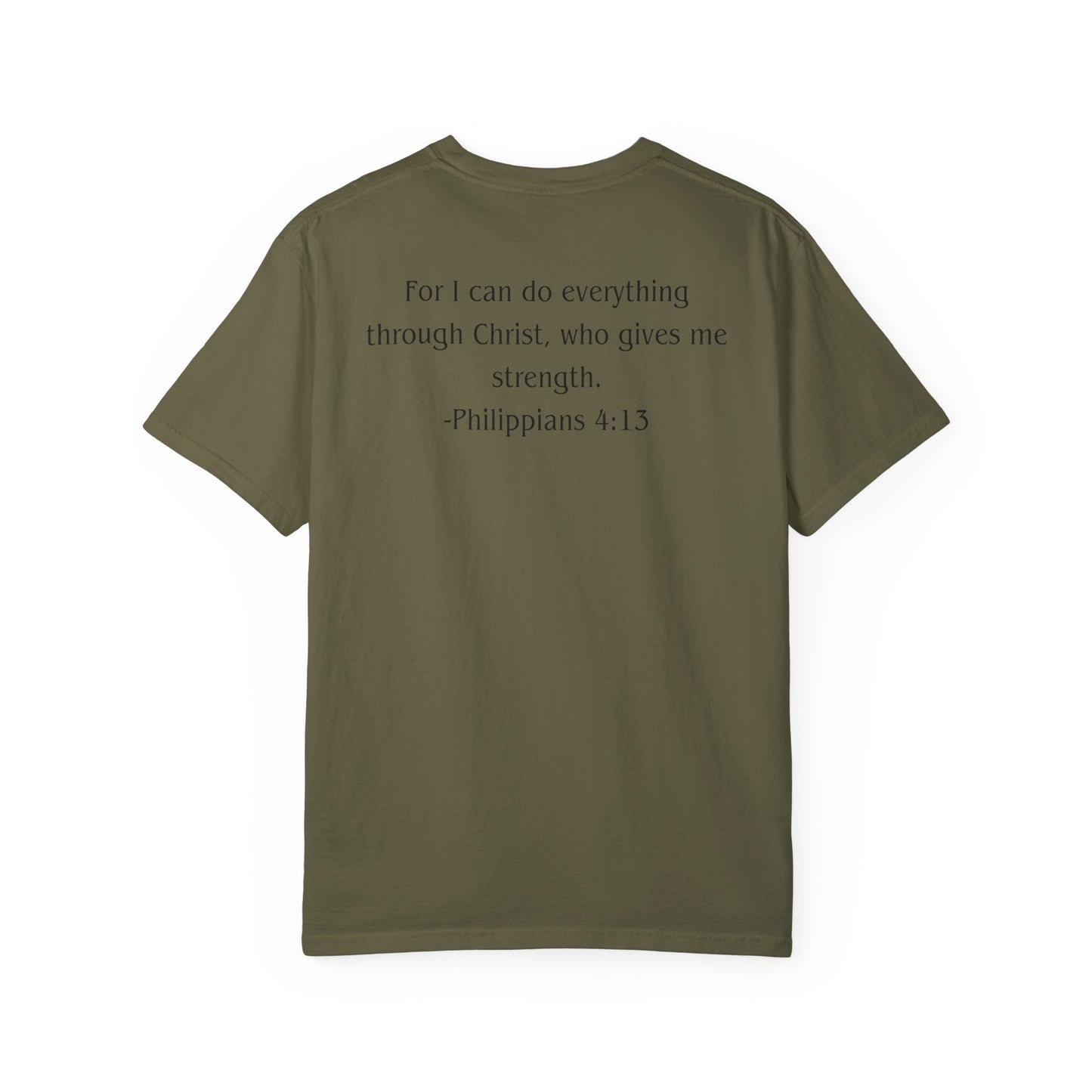 Philippians 4:13 Black text T-shirt