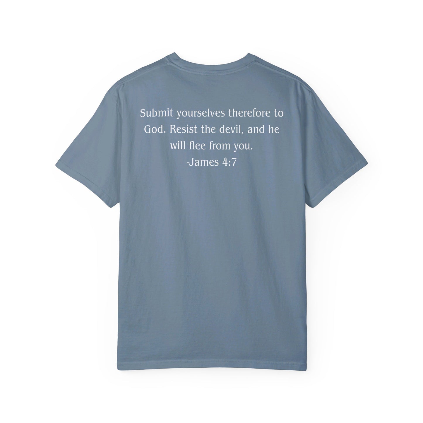 James 4:7 White text T-shirt