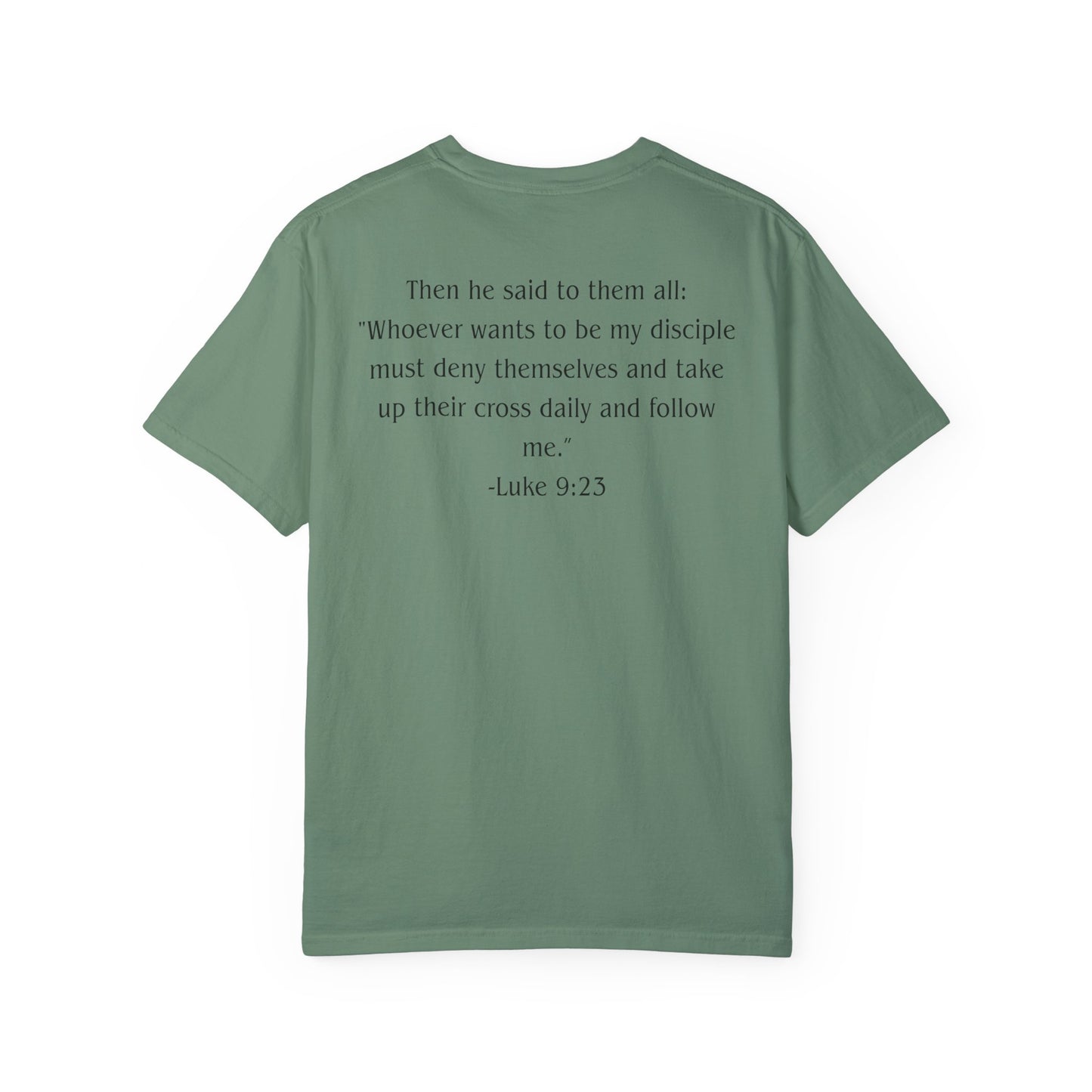 Luke 9:23 Black text T-shirt