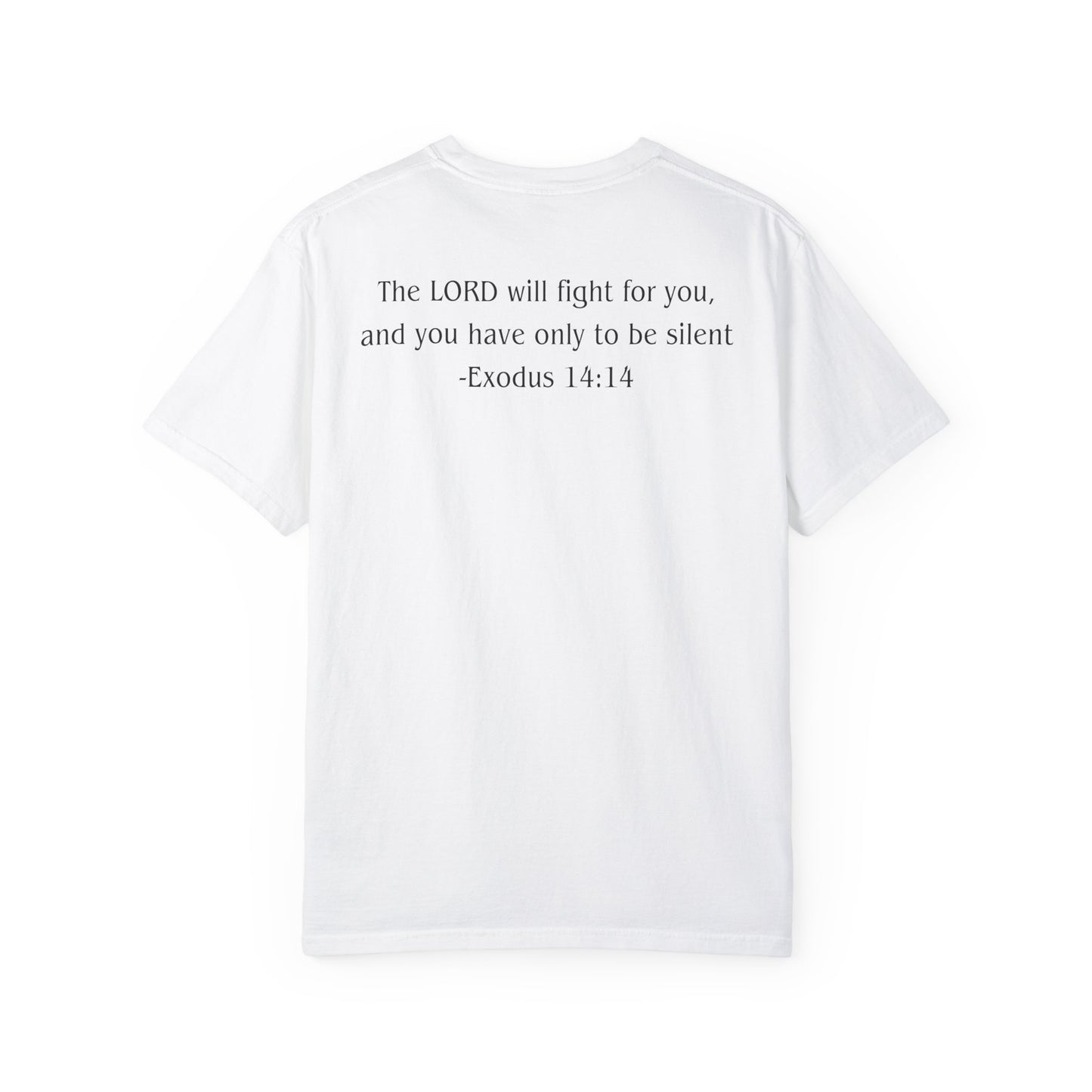 Exodus 14:14 Black text T-shirt