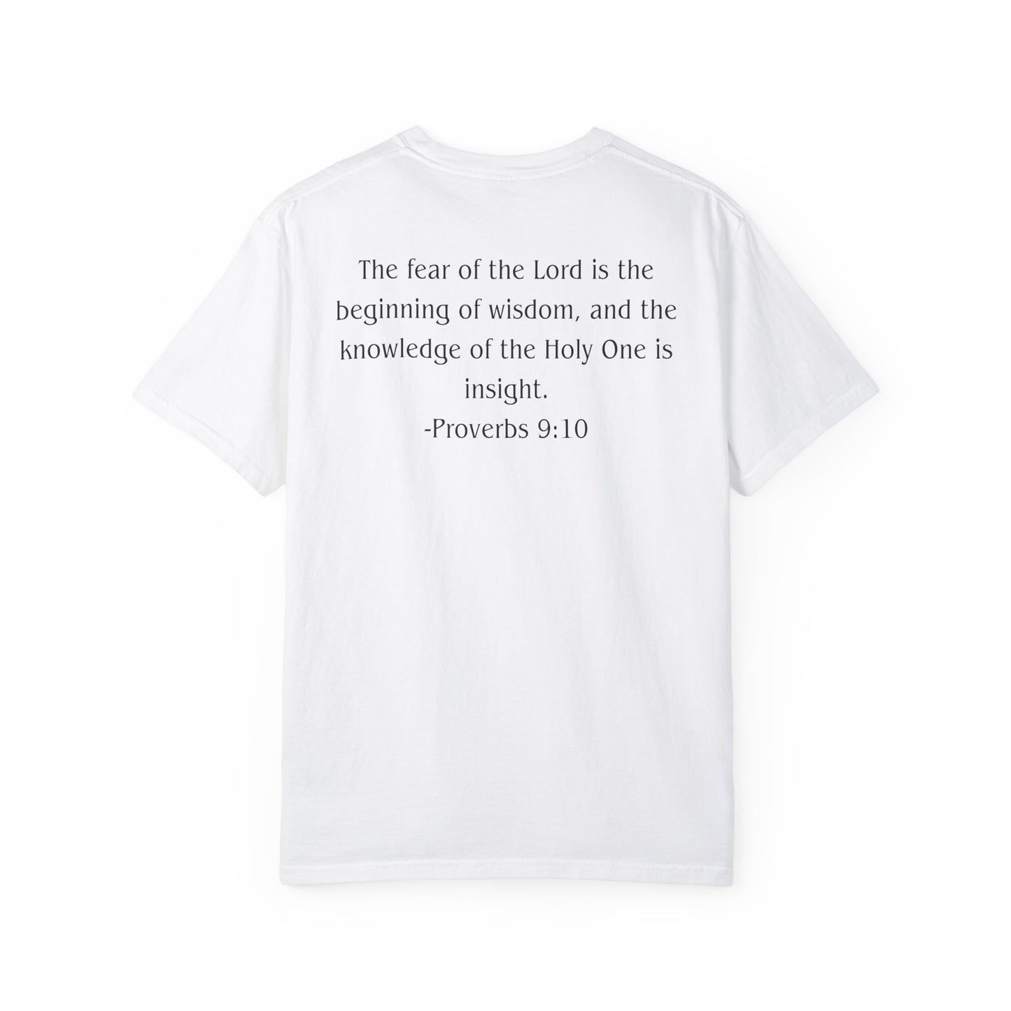 Proverbs 9:10 Black text T-shirt