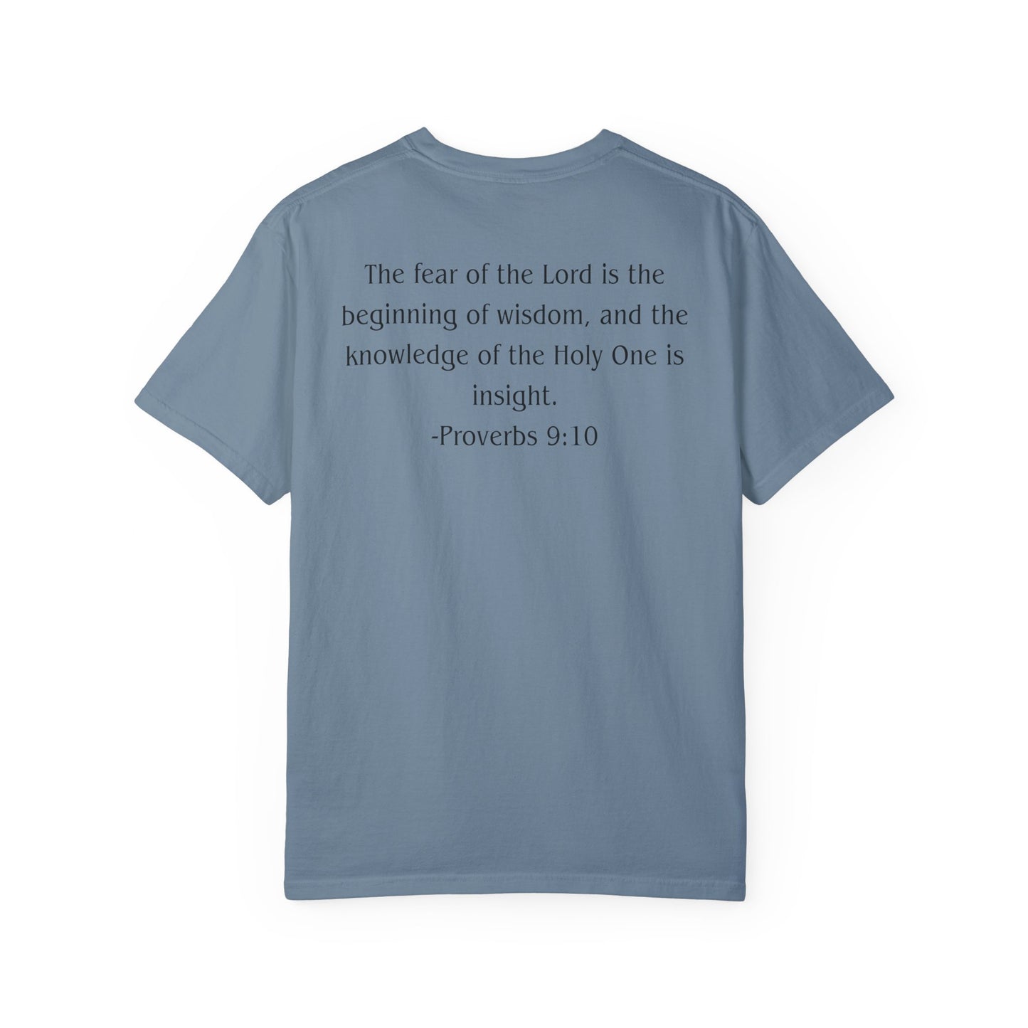 Proverbs 9:10 Black text T-shirt