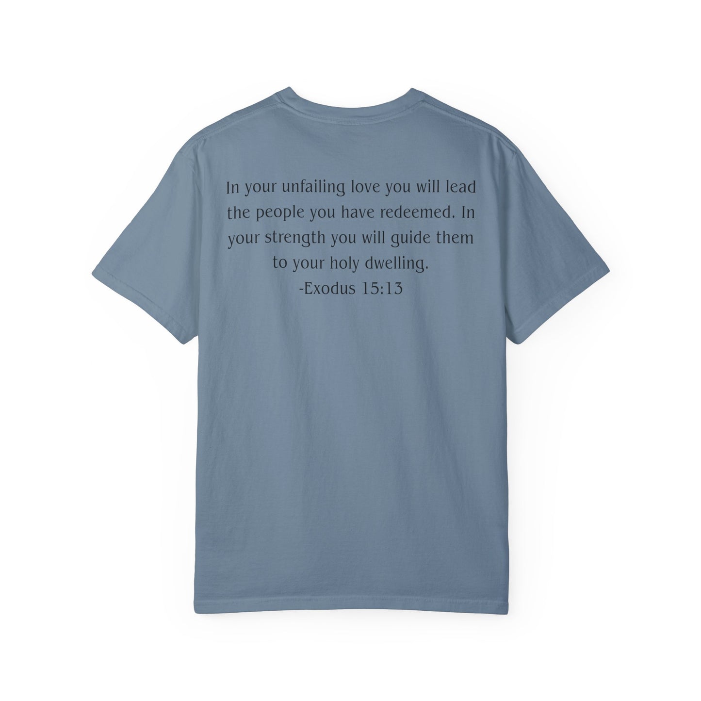 Exodus 15:13 Black text T-shirt