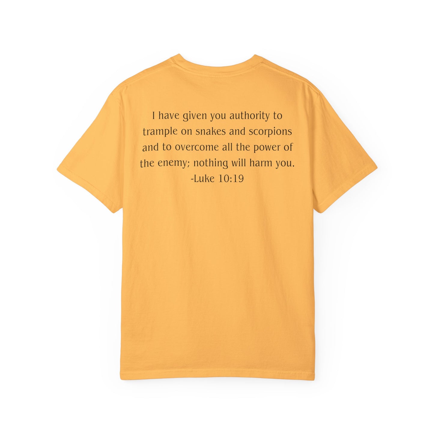 Luke 10:19 Black text T-shirt