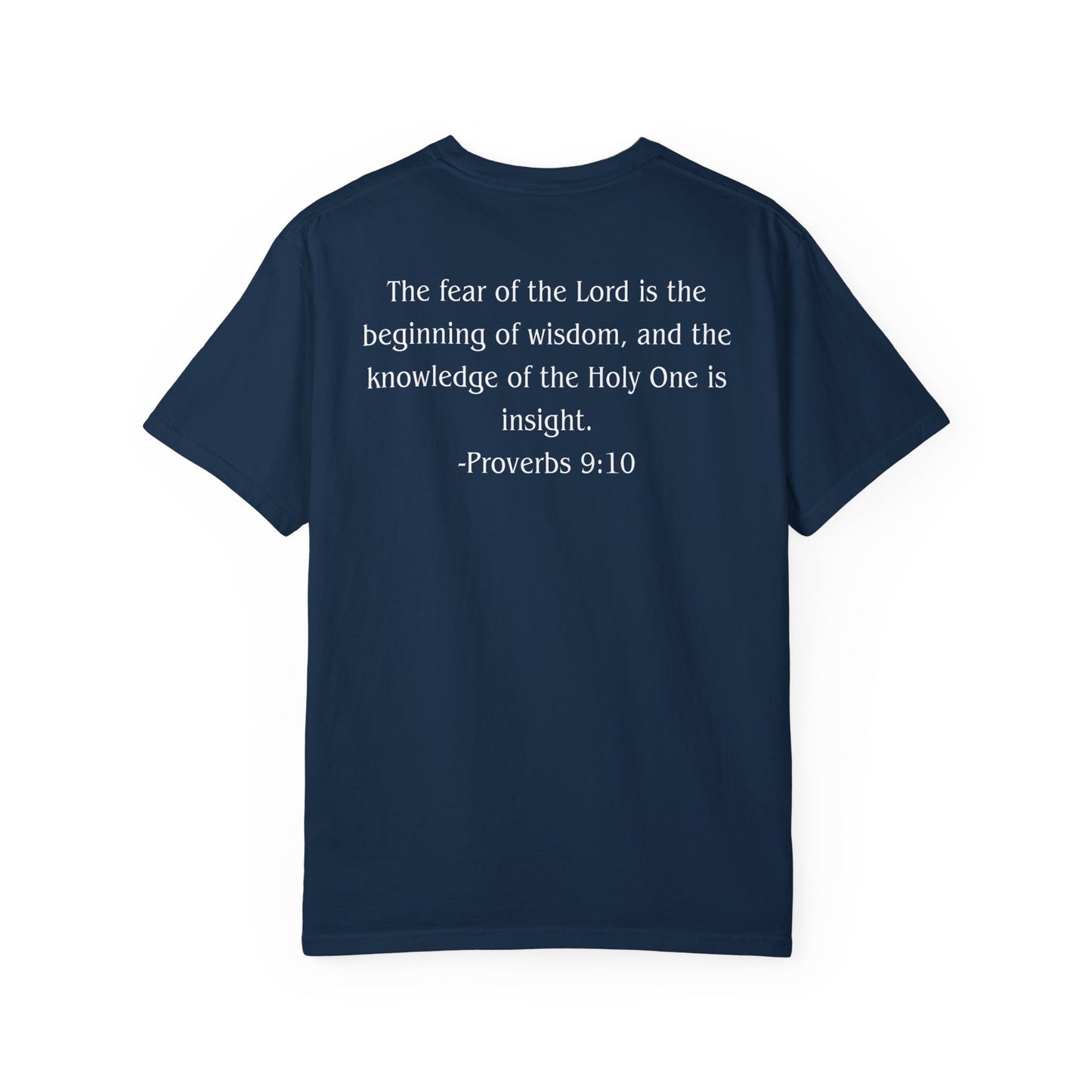 Proverbs 9:10 White text T-shirt