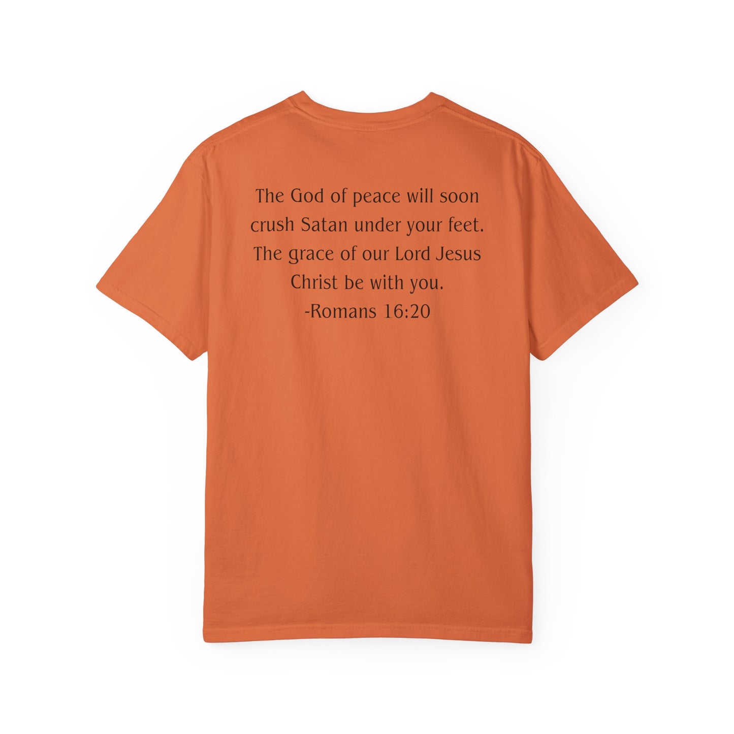 Romans 16:20 Black text T-shirt