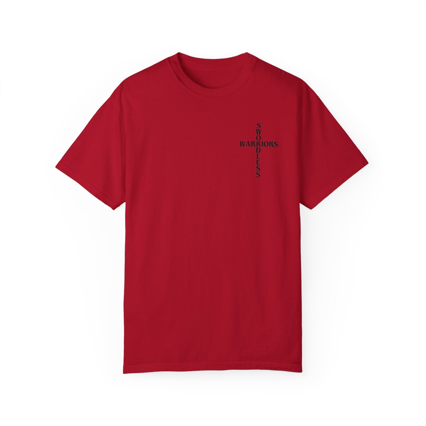 Romans 8:31 Black text T-shirt