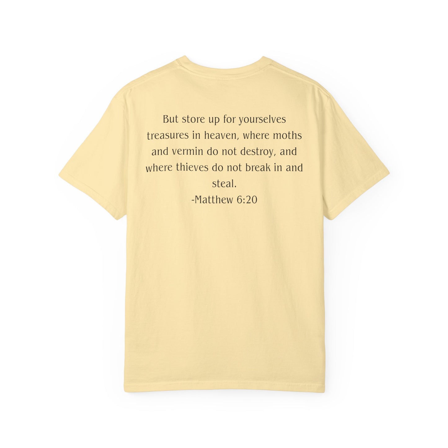 Matthew 6:20 Black text T-shirt