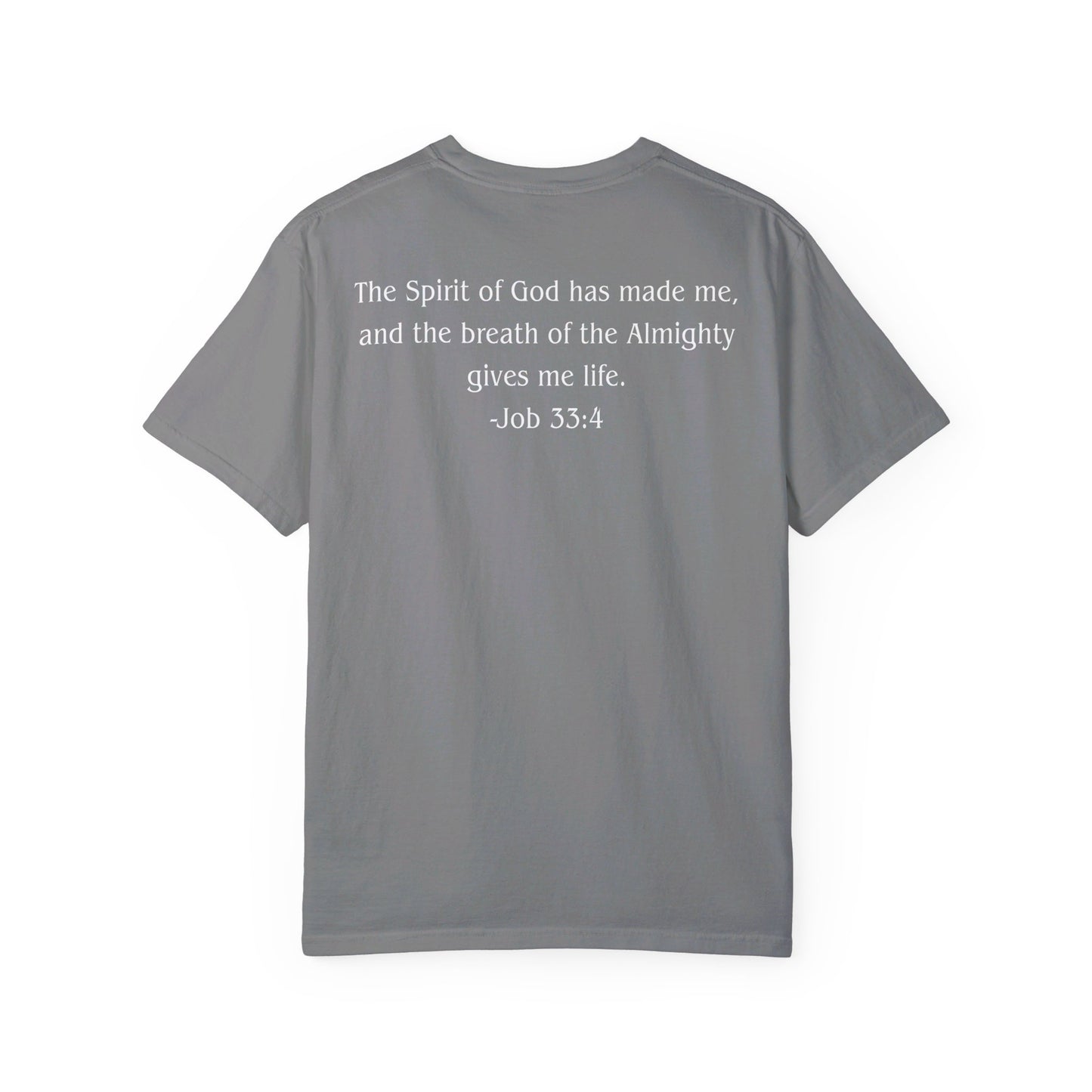 Job 33:4 White text T-shirt