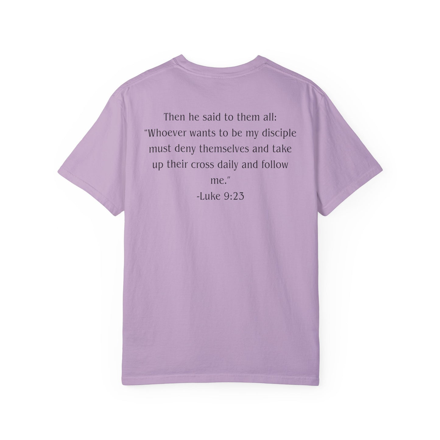 Luke 9:23 Black text T-shirt