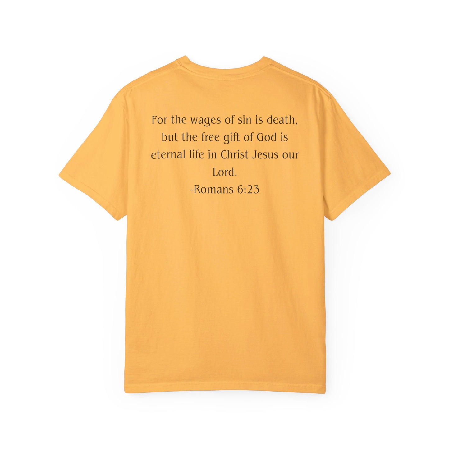 Romans 6:23 Black text T-shirt