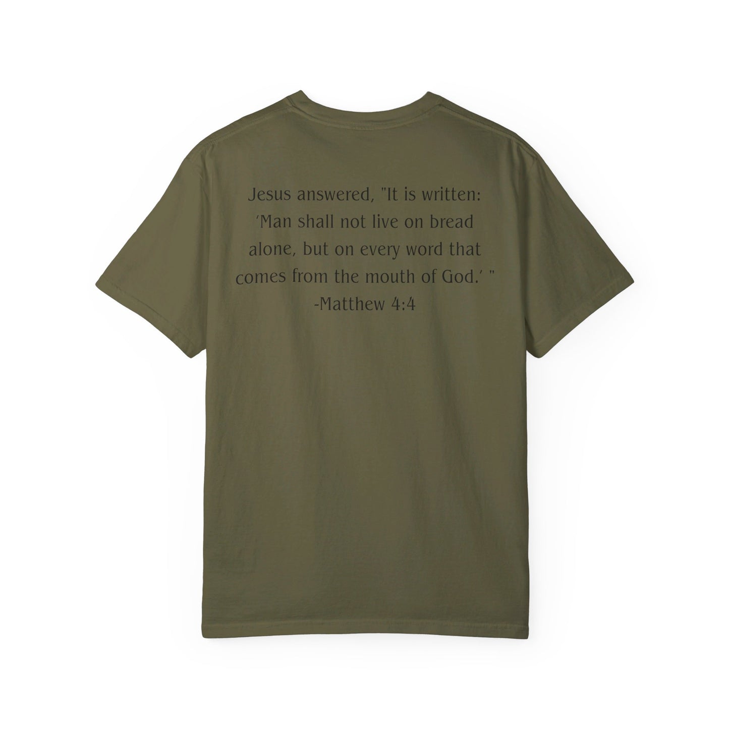 Matthew 4:4  Black text T-shirt