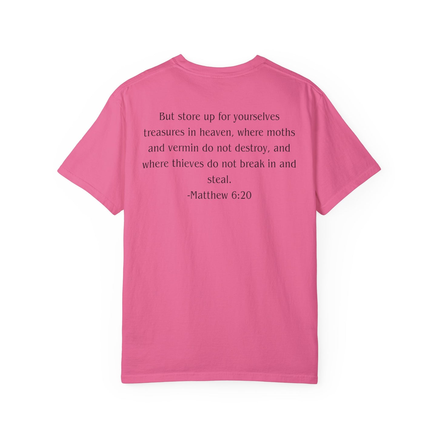 Matthew 6:20 Black text T-shirt