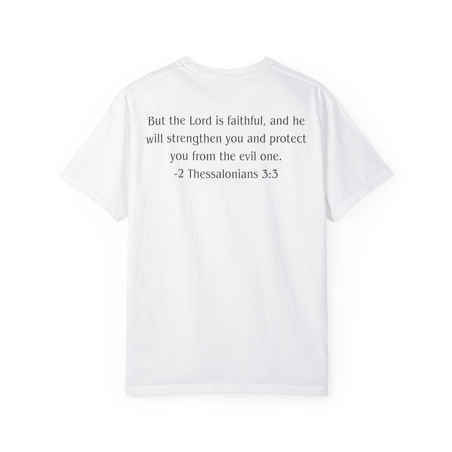 2 Thessalonians 3:3 Black text T-shirt